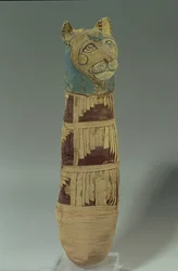 Gato mumificado (linho estampado e pintado)